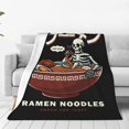 thumbnail image 3 of Ramen Noodles Blanket 80''''x60'''' Skull Relax in a Bowl of Ramen Funny Food Decor Ramen Lover Gifts Soft Cozy Flannel for Couch Sofa All Season for Adults Kids Birthday Christmas Decorations Black, 3 of 6
