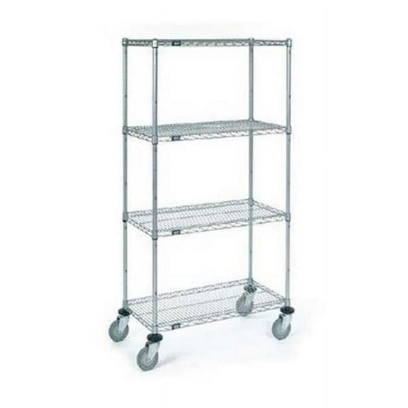 Nexel Industries C1860PNB Wire Shelf Stem Caster Truck with Polyurethane Wheels & Brakes, Nexelon - 18 x 60 x 69 in.