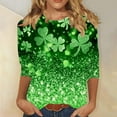 thumbnail image 3 of Xuyuer Womens 3/4 Sleeve St. Patrick's Day T-Shirts Crew Neck Spring Graphic Tee Tops Cute Tunic Tops Basic Tees Blouses Business Work Tee Top Merry and Bright Graphic Tee Tops, 3 of 6