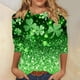 thumbnail image 4 of RKSTN 3/4 Length Sleeve Womens Tops Oversized Crewneck St Patricks Day Lucky Shamrocks Graphic Print T Shirt Womens Casual Plus Size Round Neck Loose Irish Festivities Three Quarter Sleeve Shirt, 4 of 6