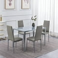 thumbnail image 2 of Dining Table Set for 4, ROZHOME 5 Piece Kitchen Table and Chairs with Tempered Glass Table Top and 4 Faux Leather Metal Frame Chairs, Gray, 2 of 8