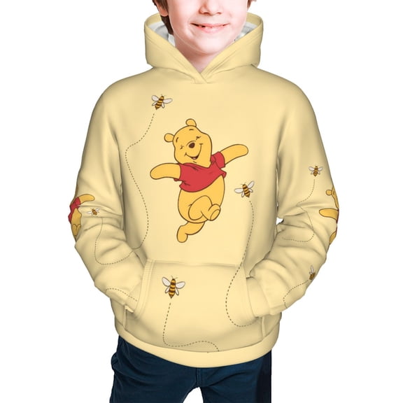 Winnie The Pooh Hoodie for Boys and Girls 3D Print Pullover Novelty Hooded Sweatshirt Hoodies with Big Pockets(Small)