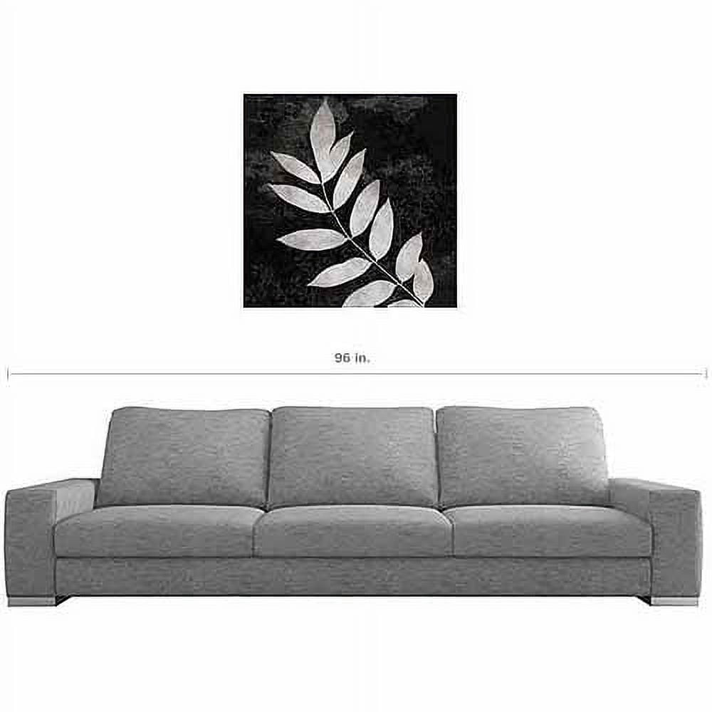 Distressed Leaves on Stem Nature Foliage Black & White Canvas Art by Pied Piper Creative