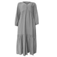 thumbnail image 4 of Lroplie Maxi Dress for Women Autumn Button Cotton Retro Casual Long Sleeve Womens Dress Gray 2023 XL, 4 of 4