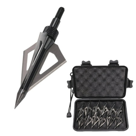 12 Pack Crossbow Broadheads 3 Blades Arrow Tips Archery Broadheads with Storage Box for Hunting and Shooting Game