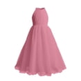 thumbnail image 4 of Bmisegm Girls Dresses Halter Neck Sleeveless Ruched Bodice Wide Waist Long Tiered Tutu Skirt Formal Occasion Girls' Dresses 10-11 Years, 4 of 5