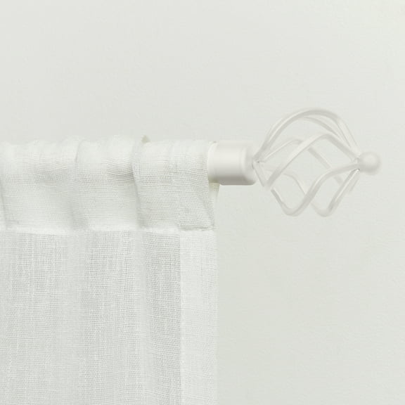 Exclusive Home Torch 1" Curtain Rod and Finial Set, Matte White, Adjustable 66"-120"