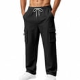 thumbnail image 3 of ThriftyPlait Mens Wide Leg Cargo Jogger Sweatpants Casual Elastic Drawstring Waist Multi Pocket Pants Straight Fit Daily Walking Outdoor Pants, 3 of 9