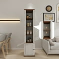 thumbnail image 5 of 360 Degree Rotating Storage Cabinet with Full Length Mirror, 8 Open Shelves and Hooks for Entryway, Living Room, Bathroom Organization in Antique White, 5 of 9