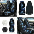 thumbnail image 2 of Yuyamidu Blue Butterfly Car Seat Cover Set Front Seat Cover Flower Steering Wheel Cover Seatbelt Pads Armrest Cover Trash Can Air Vent Holder Rear View Mirror Cover Coasters Key Chain, 12 Piece, 2 of 6