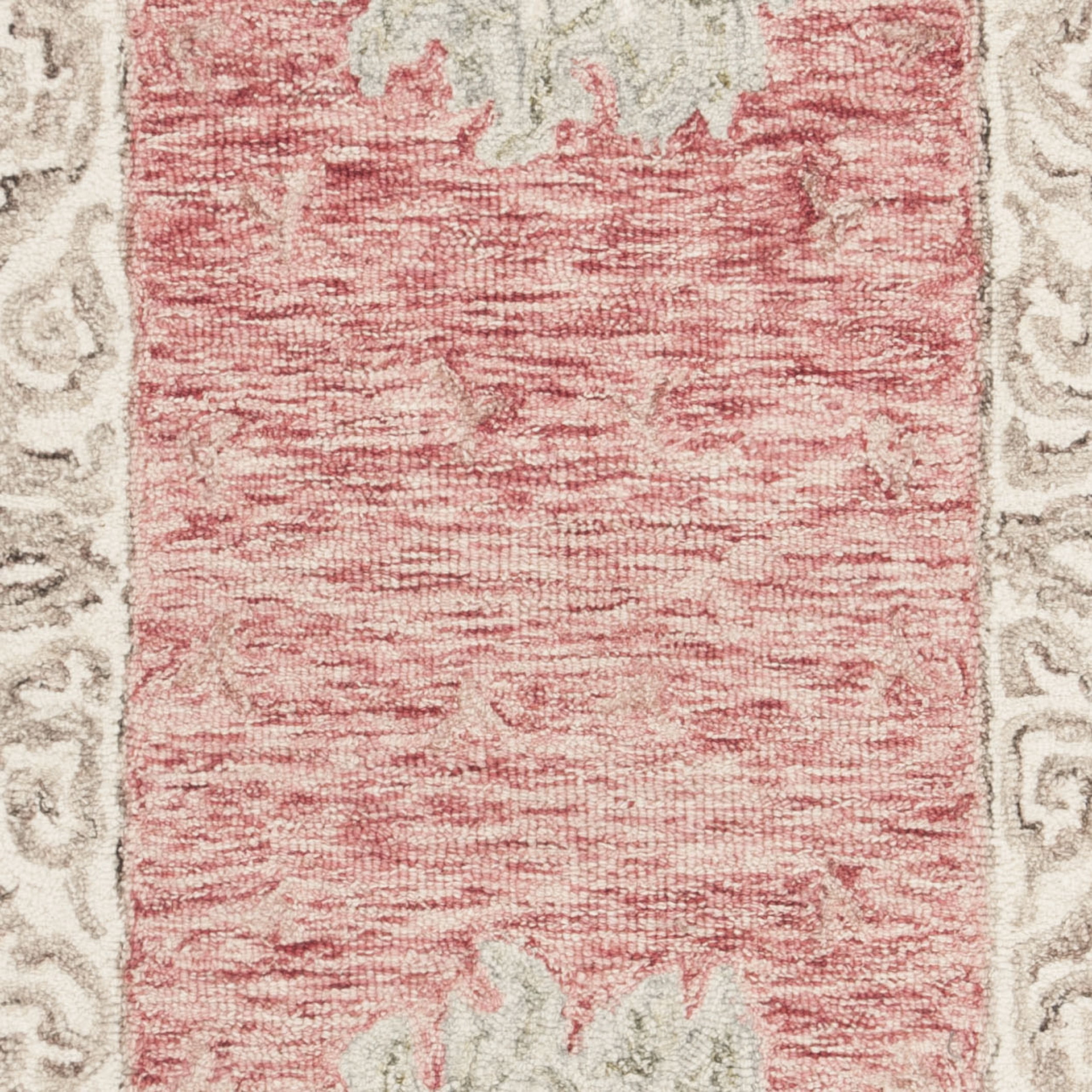 SAFAVIEH Aubusson Sonam Floral Bordered Wool Runner Rug, Red/Ivory, 2'3" x 8'