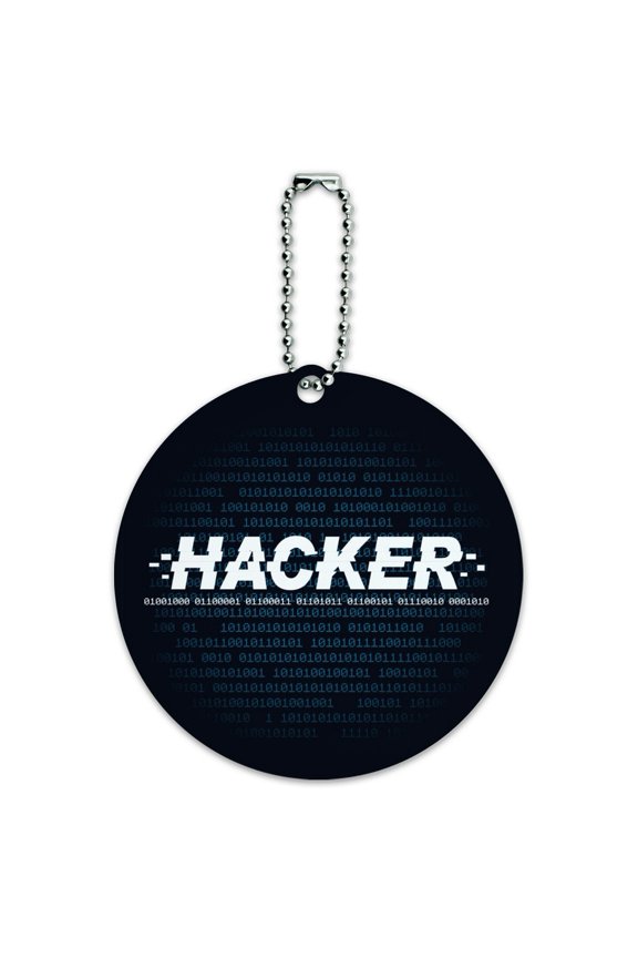 Hacker Binary Code Geek Nerd Round Luggage ID Tag Card Suitcase Carry-On