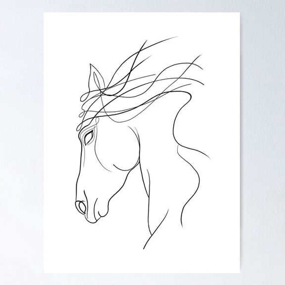 Horse Line Art Poster Wall Art, Modern Wall Decor For Living Room Bedroom, 8x12 UNFRAMED