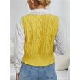 thumbnail image 4 of Women V-Neck Sweater Pullover Cable Knit Vest Solid Color Sleeveless Vest Pullover, 4 of 5