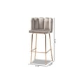 thumbnail image 7 of Baxton Studio Kaelin Luxe and Glam Grey Velvet Fabric Upholstered and Rose Gold Finished 4-Piece Bar Stool Set, 7 of 7