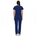 thumbnail image 4 of Minjewel Women's V-Neck Short Sleeve Nursing Top & Pants Scrub Set with Functional Pockets, Professional Scrubs for Women in Healthcare & Caregiving,Navy S, 4 of 6