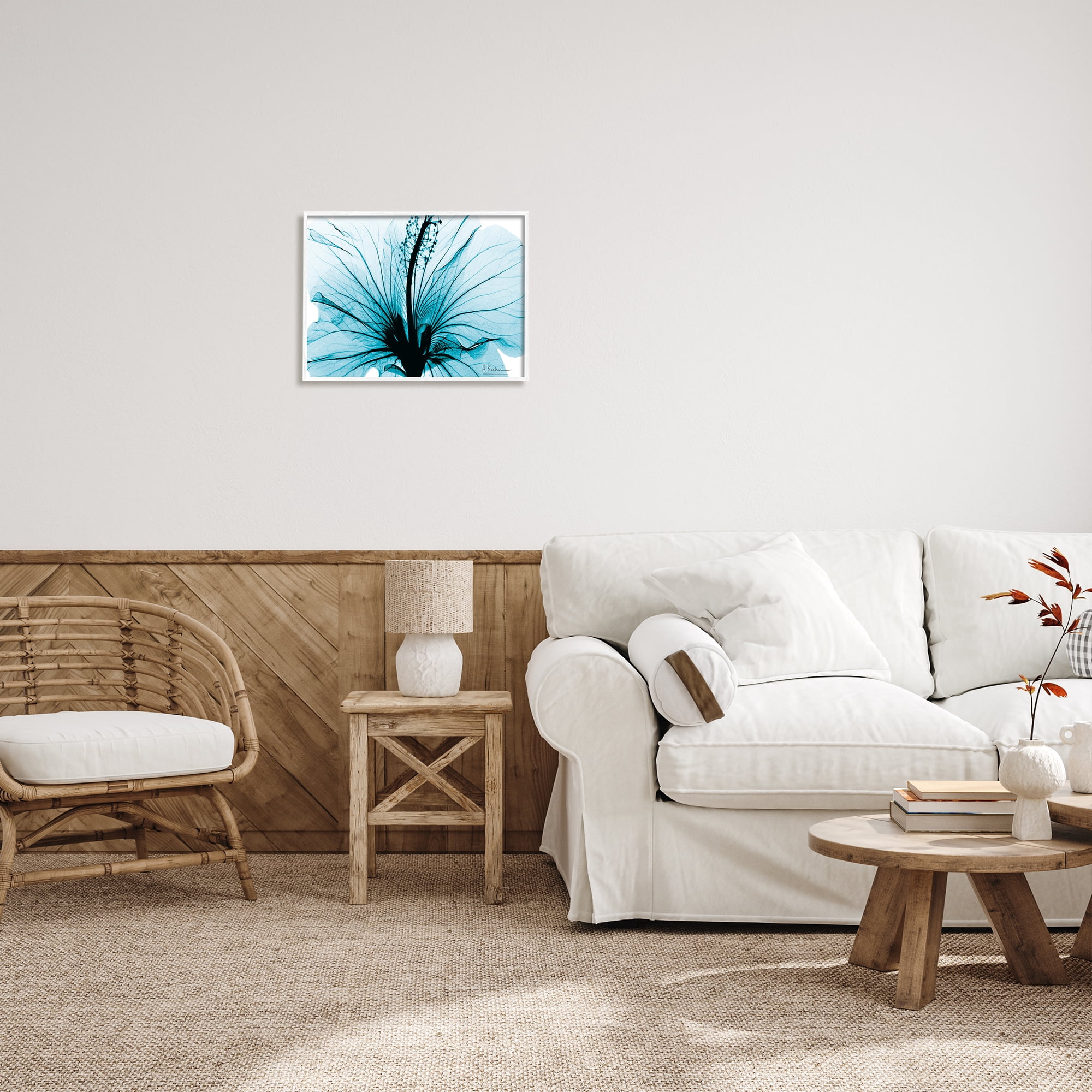 Stupell Industries Blue Flower X-Ray Botanical & Floral Photography White Framed Art Print Wall Art, 20 x 16