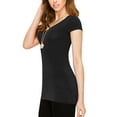 thumbnail image 5 of Made by Johnny Women's Basic Fitted Short Sleeve V-Neck T Shirt L BLACK, 5 of 6