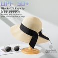 thumbnail image 2 of Beach Sun Straw Hats for Women, UPF 50+ UV Sun Protection Wide Brim Summer Straw Hat Foldable Packable Roll up Cap, 2 of 5