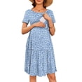 thumbnail image 1 of Vestido de maternidad y lactancia Ekouaer de verano de manga corta azul claro, 1 of 6