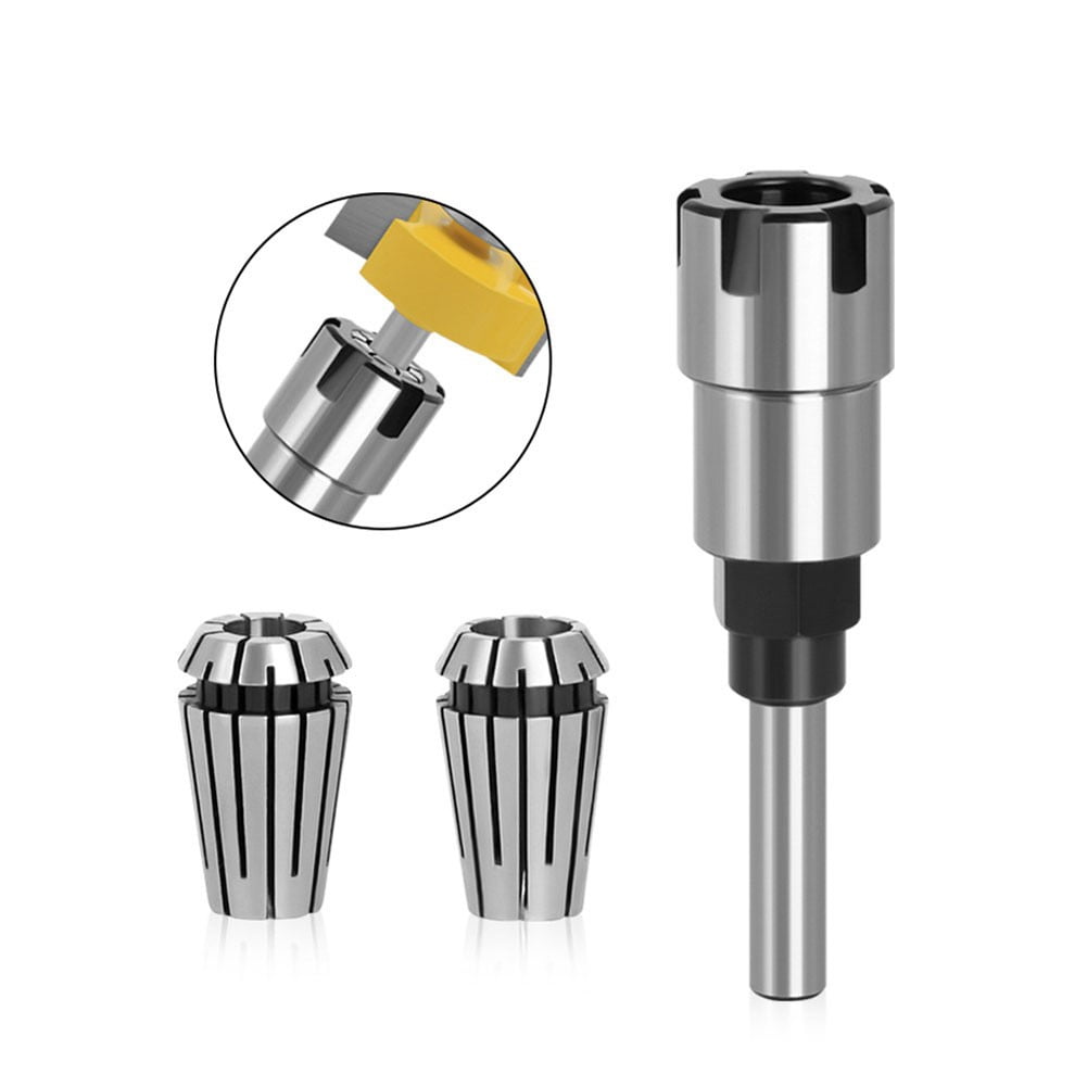 1/4Inch Shank Router Bit Collet Extension Chuck with ER16 6.35/8mm Spring Collet
