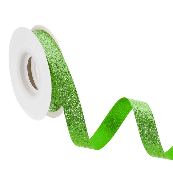 5/8" x 10 Yards Sparkle Ribbons, Gift Wrapping Crafts Cut Edge Ribbon, Green