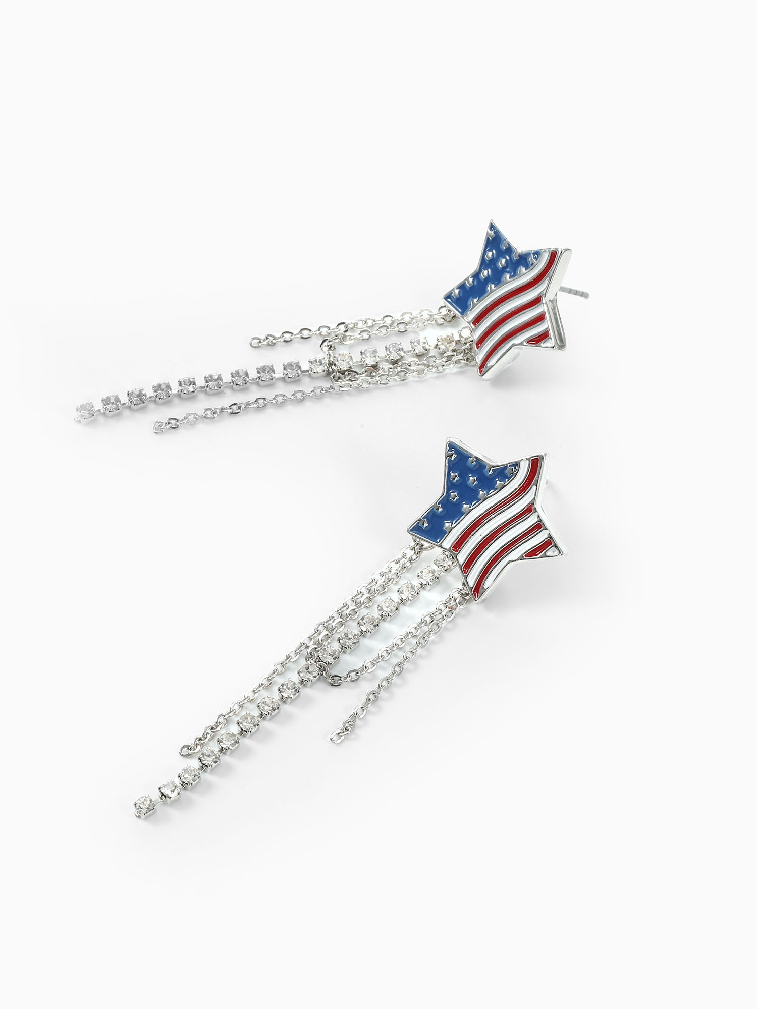 Way to Celebrate Americana Patriotic Star Chain Earrings