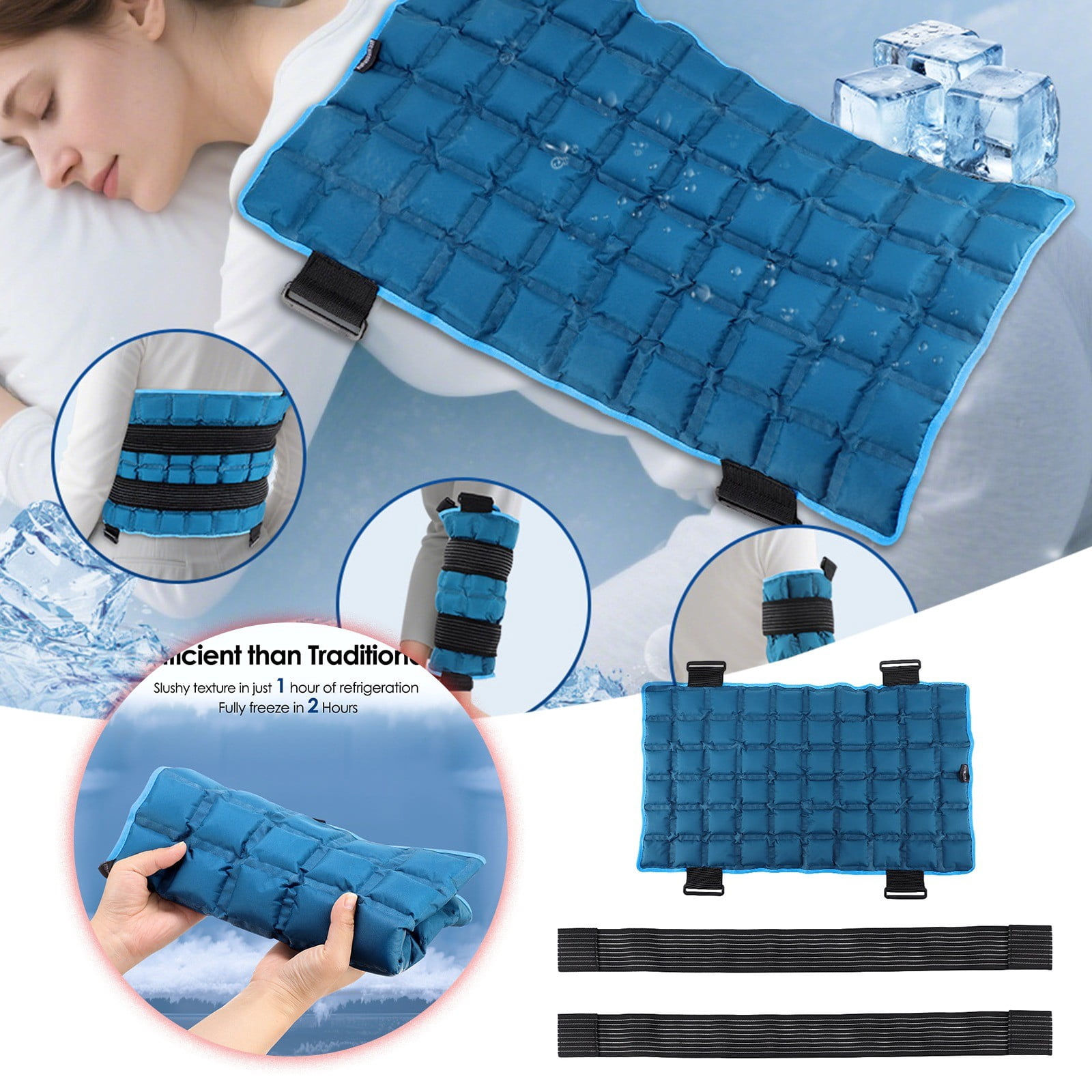 Ergonomic Ice Wrap for Injury – Reusable Gel Pack for Back Shoulders Arms Legs Elbow Knee Neck and - Flexible Bi-Clinical Cold Compress for Sports