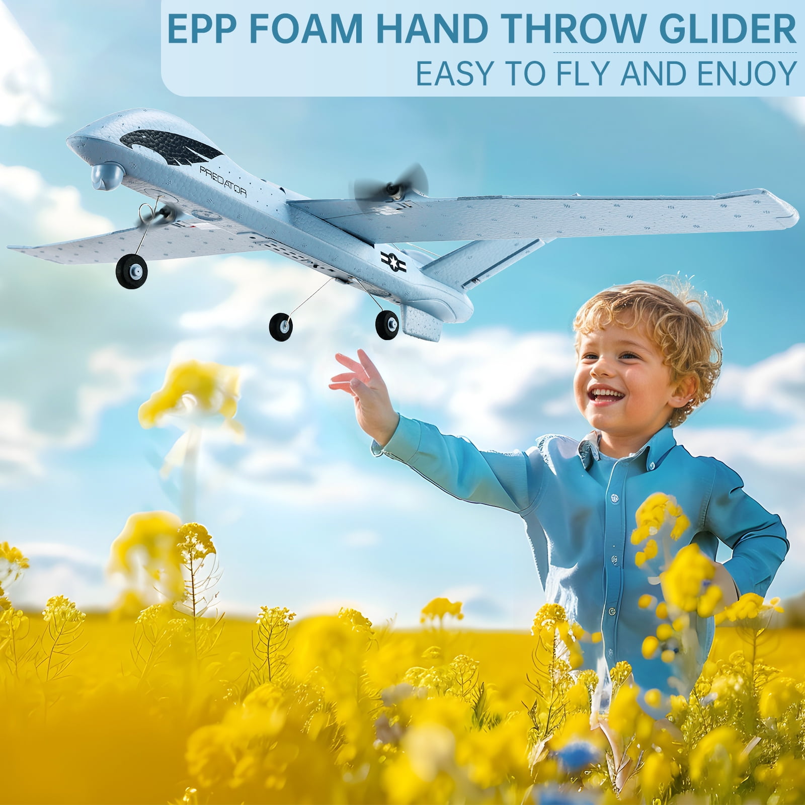 Bruce&Shark RC Plane 3-Channel RC Airplane RC Glider Foam Aircraft 2.4GHz Remote Control Plane Z55 Toy With 2 Batteries For Kid Gift