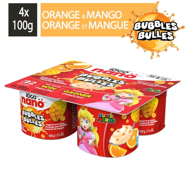iÖGO nanö Bubbles Orange Cream Yogurt with Mango Bubbles, 1.5%
