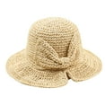 thumbnail image 2 of yunLXY Under $5 Beige Foldable Wide Brim Floppy Straw Beach Sun Hat,Summer Cap with Bowknot for Women Girls,Strap Adjustable, 2 of 2