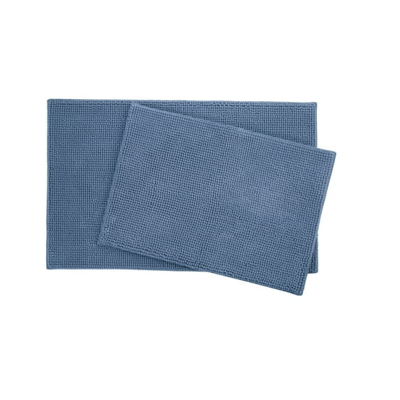 Morgan Home Spring Lake Blue Memory Foam Bath Rug Set 2-Pieces