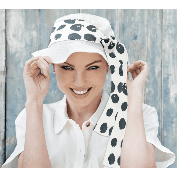 Fiorella (Púrpura Blanco Lunares) Sombrero y Bufanda de Verano de Moda de Lujo para Mujer, Gorro para el Sol / Sombreros para el Sol / Sombrero de Playa / Protección UPF 50+ / Talla Nica / Regalo para Ella
