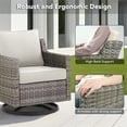 thumbnail image 4 of Planntonneo 4 Pieces Wicker Patio Furniture Sets-Rattan Sofa with 2 Swivel Glider Chairs and Fire Pit Table, Outdoor Conversation Sets for Porch Balcony Deck, Grey/Beige, 4 of 13