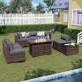 thumbnail image 3 of Sunmthink 8-Piece Outdoor Patio Furniture, Patio Furniture Sets with Fire Pit, Wicker Outdoor Conversation Set and Waterproof Cover, 3 of 9