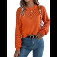 thumbnail image 3 of Suéteres de Crochet para Mujer, Cuello Redondo, Larga, Lindos Suéteres de Algodón Calados, Tops de Punto. Color Naranja L, 3 of 10