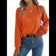 thumbnail image 3 of Suéteres de Crochet para Mujer, Cuello Redondo, Larga, Lindos Suéteres de Algodón Calados, Tops de Punto. Color Naranja L, 3 of 10