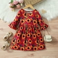 thumbnail image 7 of Summer Dress for Girls 6 Years Old Floral Print 3/4 Sleeve Swing Dress 2-6T Little Girl Cute Pretty Clothes, Red, 6 Years, 7 of 7