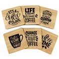 thumbnail image 1 of Inkdotpot Set of 6 Drink Coasters Easy Clean 4-inch SquareCoastersCork Base-Reusable- Coffee Quote, 1 of 8