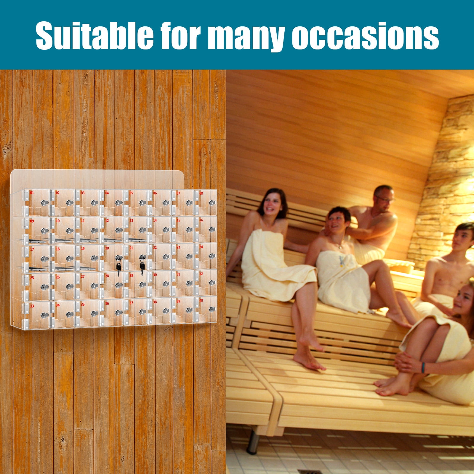 Cell Phone Locker Box, Clear Cell Phone Storage Acrylic Cell Phone Lock Box with Door Locks and Keys Wall Mounted Cell Phones Storage Cabinet for Office School Classroom Factory (40 Slots)