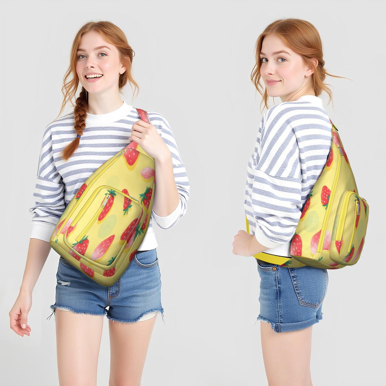 Strawberry Sling Bag Crossbody Backpack,Crossbody Sling Bag Travel Hiking Casual Daypack for Travel Outdoor Activities