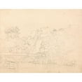 thumbnail image 2 of Thomas Girtin 14x12 Gold Ornate Wood Frame and Double Matted Museum Art Print Titled - Tonbridge Bridge and Castle, Kent (ca. 1794), 2 of 4