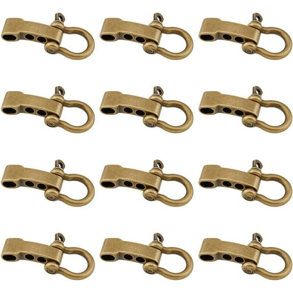 1 Box 12Pcs Tibetan Style Alloy D-Ring Anchor Shackle Clasps for Bracelet Making Antique Bronze 38x26.5x8.5mm Hole: 8x5mm and 5mm