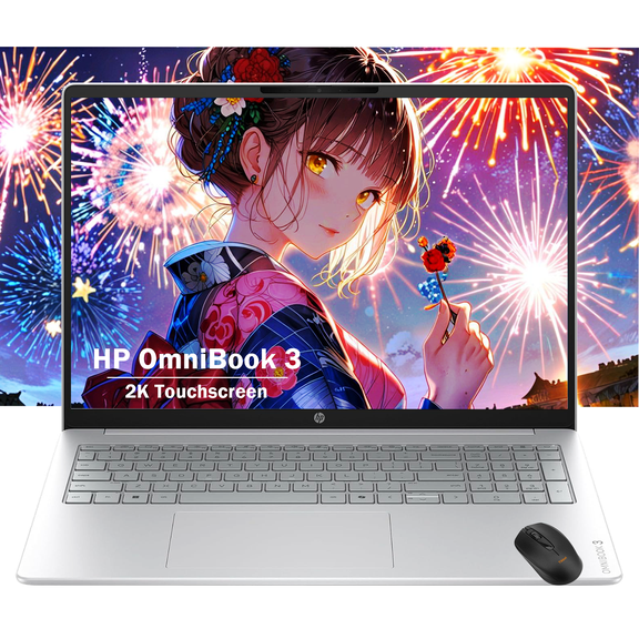 HP OmniBook 3 16" 2K Touchscreen Laptop on sale clearance 2026 | AMD Ryzen 5 40, 8GB RAM, 256GB SSD, Wi-Fi 6, FHD Camera, Windows 11, 2x USB-C, Glacier Silver