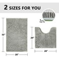 thumbnail image 3 of Bathroom Rugs Sets 2 Piece, Absorbent Bath Mat for Bathroom Very Soft Chenille Bathroom Rug Non-Slip, 32x20 + 20x20 Inch U Shape Bathroom Mat, Machine Washable Bath Rugs (Light Grey), 3 of 4