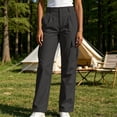 thumbnail image 4 of Mifsaly High Waisted Cargo Pants Women Lightweight Straight Leg Hiking Pant with Multi Pockets Lightweight Casual Relaxed Fit Outdoor Outfits Gray,M, 4 of 7