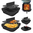 thumbnail image 3 of Square Silicone Air Fryer Mat 8 Inch Foldable Baking Tray with Divider, 3 of 9