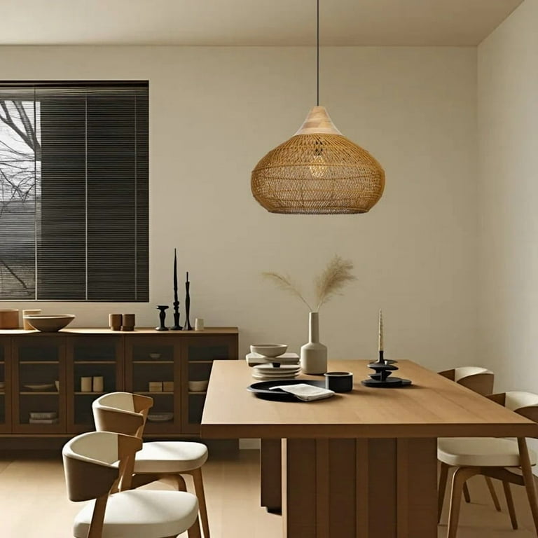 Arturesthome Wabi Sabi Style Retro Dining Room Chandelier Rattan