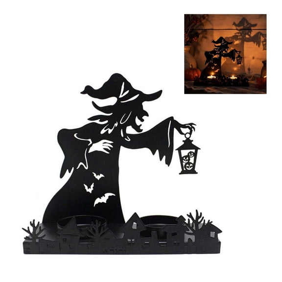 Halloween Witch Tealight Holder Metal Candle Holder, Projection Candle Stand, Black Metal Halloween Tabletop Centerpiece Decor, Fit in Home festival