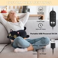 thumbnail image 4 of Cat Heating Pad for Period Cramps Menstrual Pain Relief, Portable Electric Heat Pads USB Powered, Cute Black Cat Plush Stuffed Animals Gift, Funny Cats Gifts for Women Teen Girls Birthday Christmas, 4 of 7